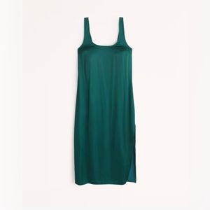 A&F emerald green satin slip dress